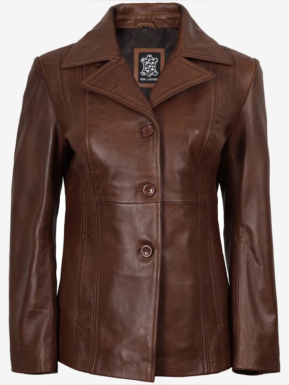 Bitonto Cognac Brown Lambskin Leather Blazer Jacket Small NWT